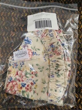 Longaberger Cream Floral Basket Liner with Pink, Blue & Yellow Flowers